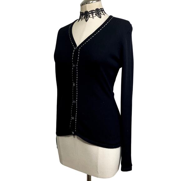 Karen Kane Merino Wool Gothic Emo Coquette Fitted GrungeCardigan Sweater- READ - Picture 3 of 15